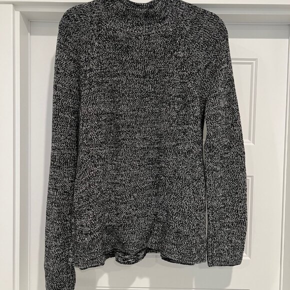GAP Women Black and White 100% Cotton Textured Mockneck Sweater, XL - Picture 2 of 8